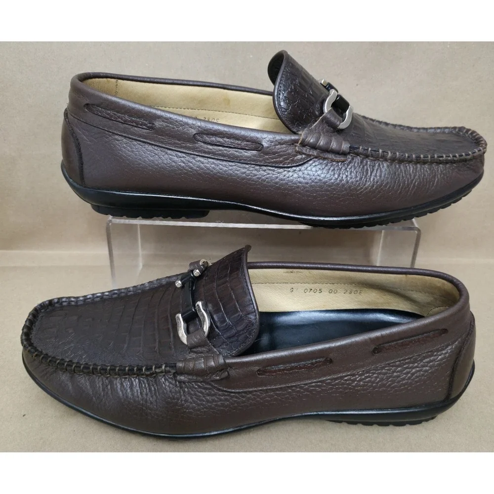 Salvatore Ferragamo (Sz 280mm US 9-10 E ) Driving Loafer Brown Horse Bit reptile